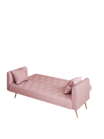 71 inch convertible love seat sofa, American retro pink velvet, suitable for small living room, bedroom, office