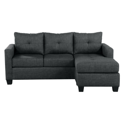 Unique Style Dark Gray Color 1pc Reversible Sofa Chaise Lenin-Like Fabric Upholstered Track Arms Tufted Sectional Sofa