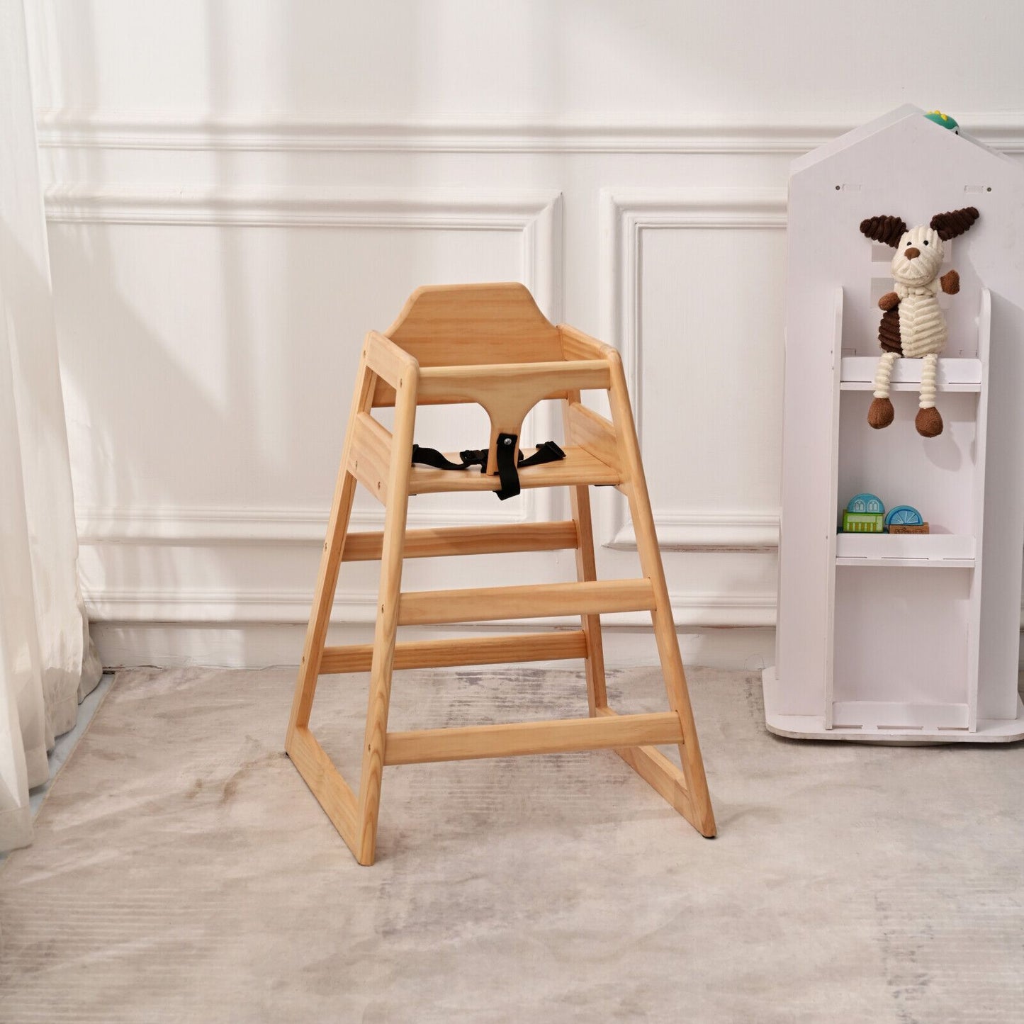 Wooden Double Solid Wood Feeding, Eat & Grow Portable High, Easy to Clean Baby Booster Chair in Natural Finish