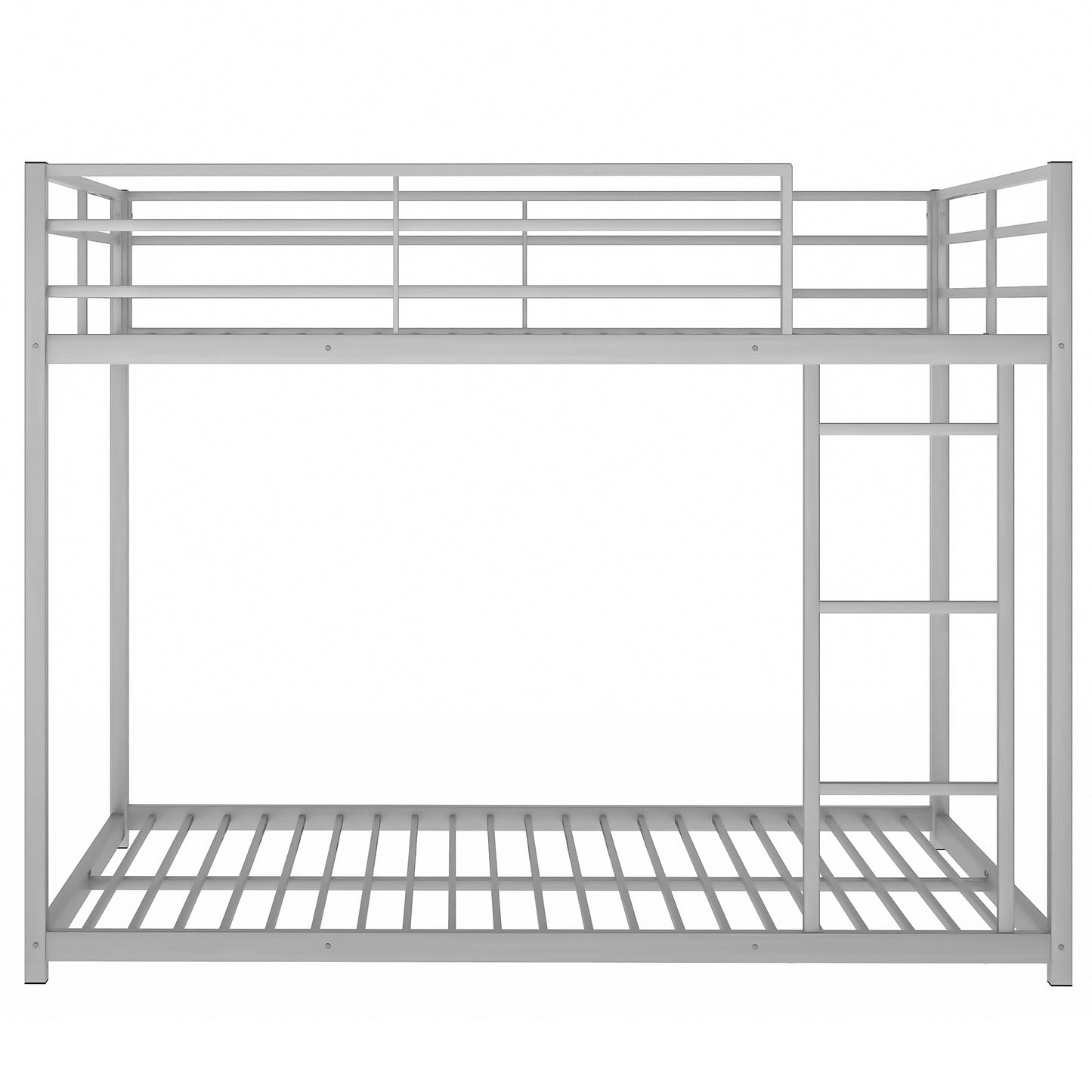 Full over Full Metal Bunk Bed, Low Bunk Bed with Ladder, Silver(Old SKU:MF197034AAN)