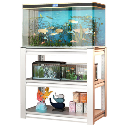 40-50 Gallon Fish Tank Stand - Metal Aquarium Stand, 31.5 "L x 18 "W x 34"H Adjustable Heavy Duty Reptile Tank Stand, Adjustable 3-Tier Fish Tank Rack Shelf for Home Office, Tank Not Included