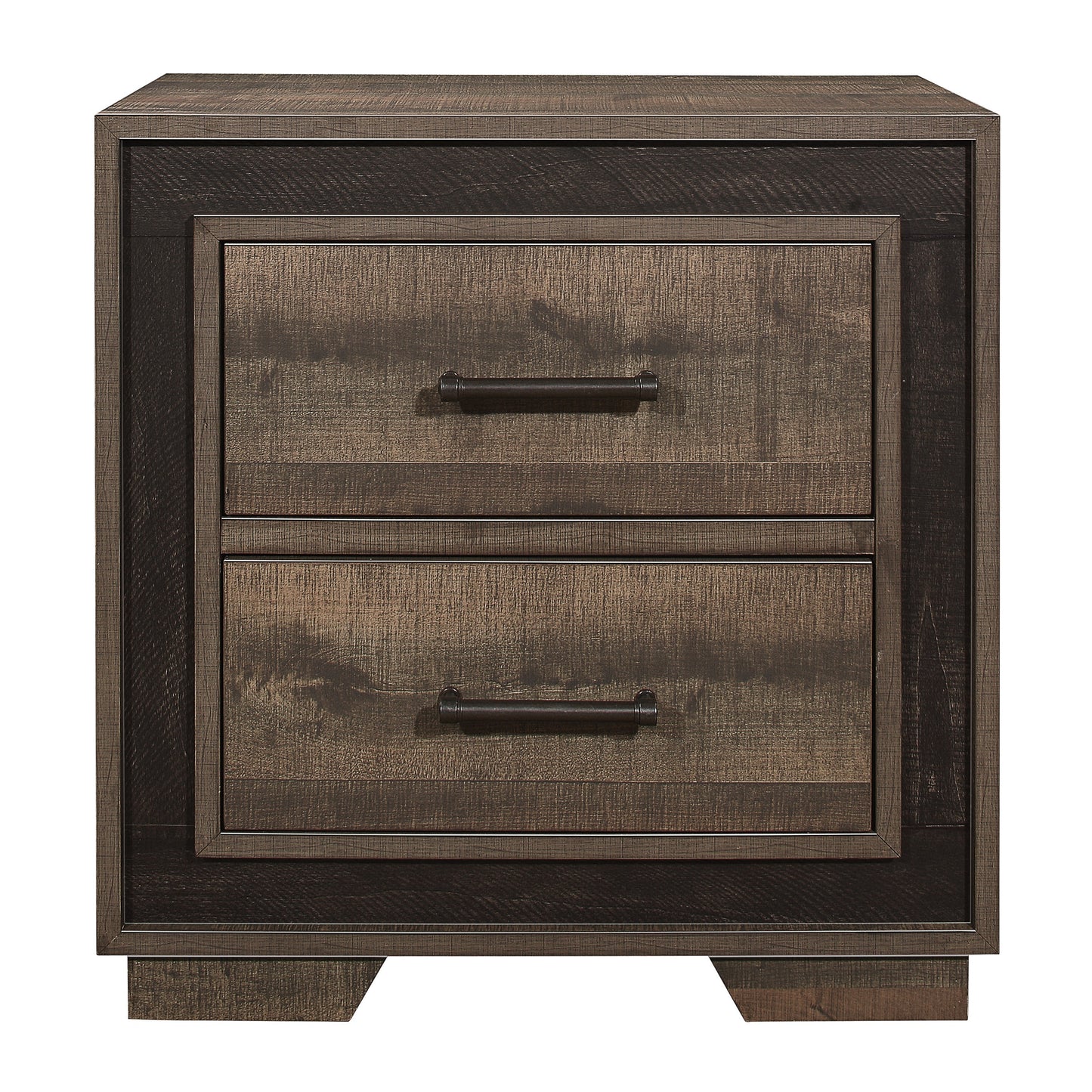 Rustic Style 1pc Nightstand Two-Tone Finish Embossed Faux-Wood Bed Side Table Bedroom Furniture