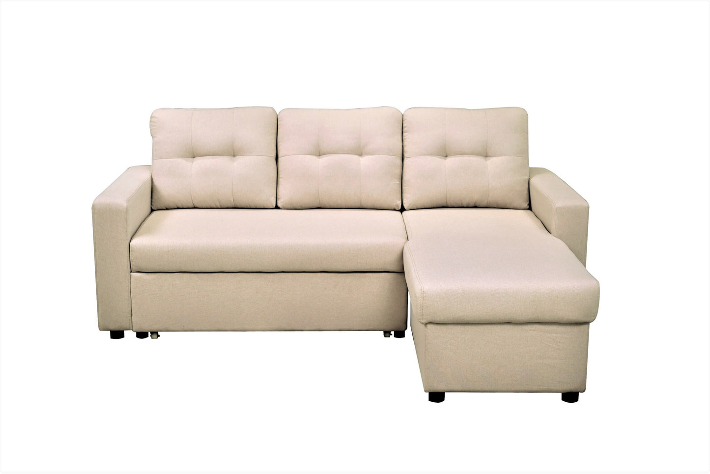 Container Furniture Direct Convertible L-Shaped Sectional Sleeper Sofa Bed, Stylish Apartment Furniture, Saving Pull Out Couch for Small Spaces and Living Rooms, Beige