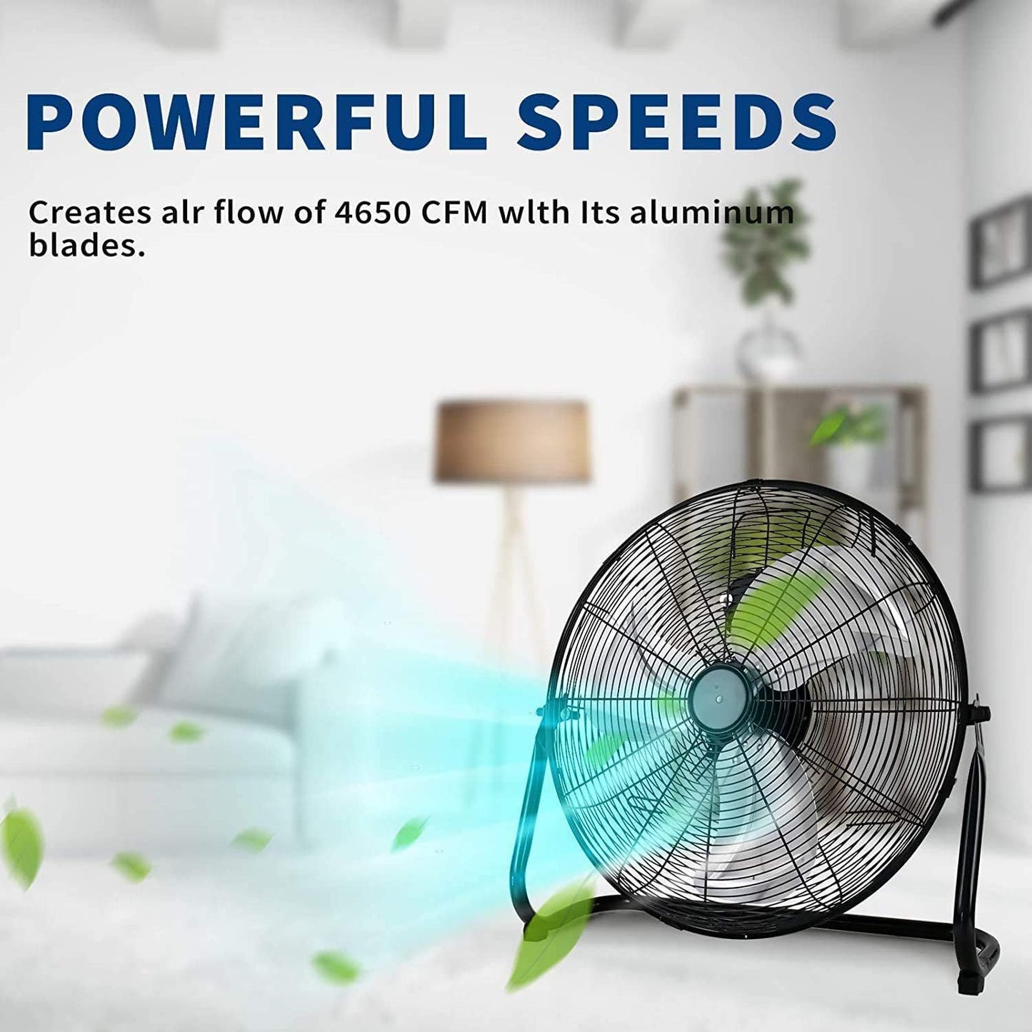 20 Inch 3-Speed High Velocity Heavy Duty Metal Industrial Floor Fans Oscillating Quiet for Home, Commercial, Residential, and Greenhouse Use, Outdoor/Indoor, Black