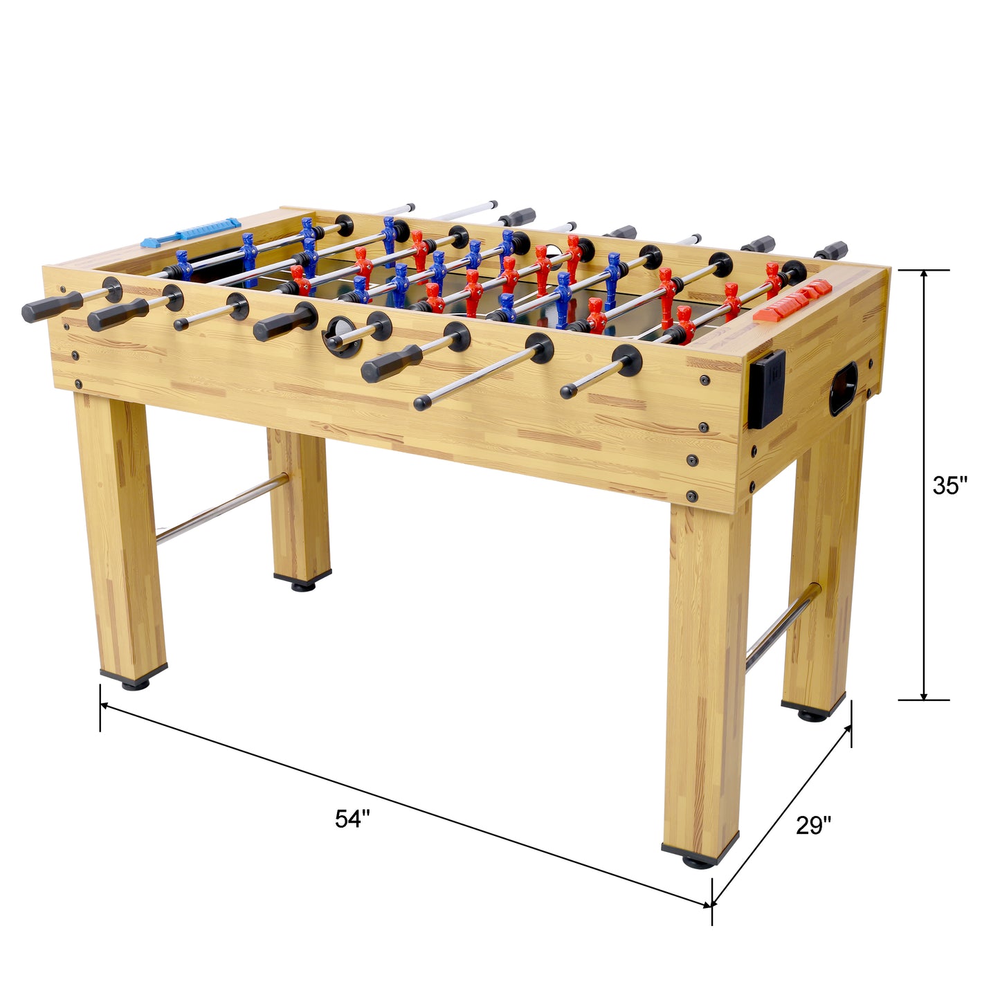 54-Inch Hurricane Foosball Table for Family Game Rooms with Light Cherry Finish, Analog Scoring and Free Accessories