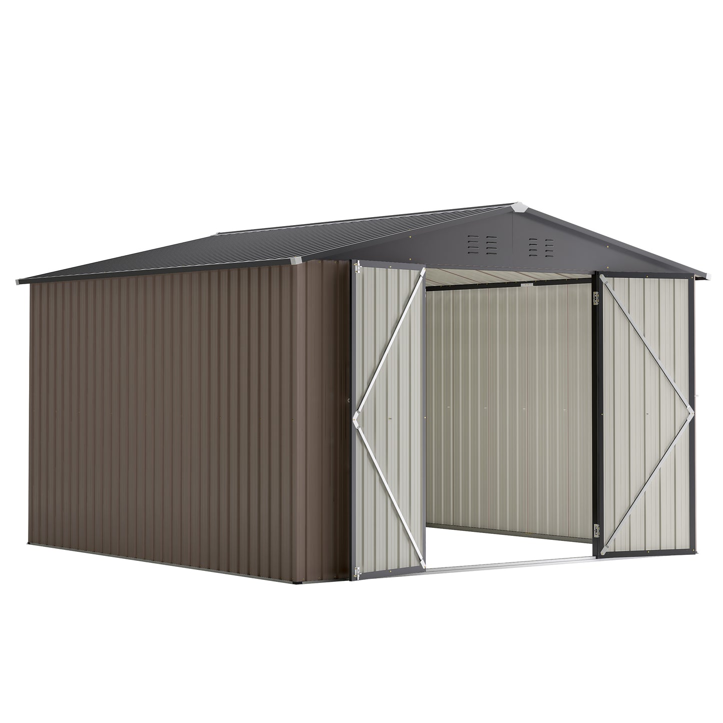 10' x 10' Metal Storage Shed for Ourdoor, Steel Yard Shed  with Design of Lockable Doors, Utility and Tool Storage for Garden, Backyard, Patio, Outside use