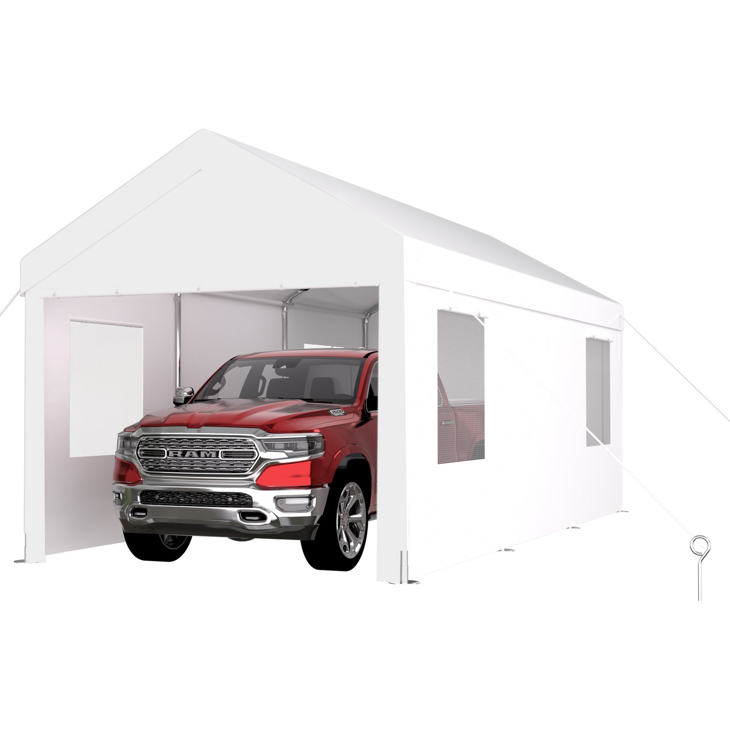 Carport 12' x 20' Portable Garage, Heavy Duty Car Port Canopy with 2 Roll-up Doors & 4 Ventilated Windows for Car, Truck, Boat, Garden Tools,white