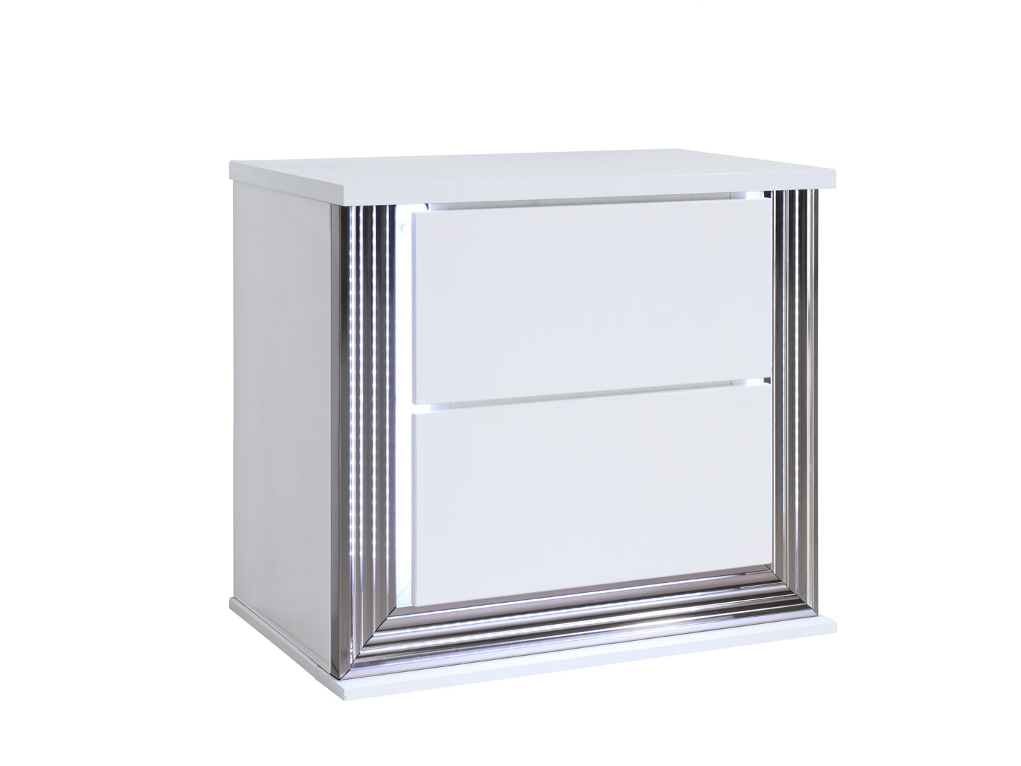 MOON SMOOTH WHITE NIGHTSTAND WITH LED