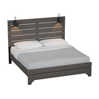 Junipe Brown King Bed With Lights