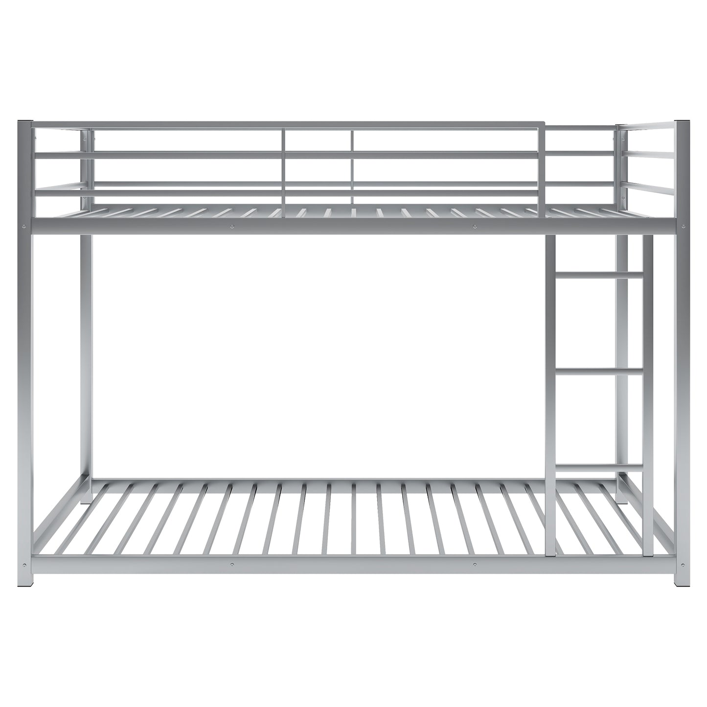 Twin over Twin Metal Bunk Bed, Low Bunk Bed with Ladder,Silver(OLD SKU:WF282465AAN)