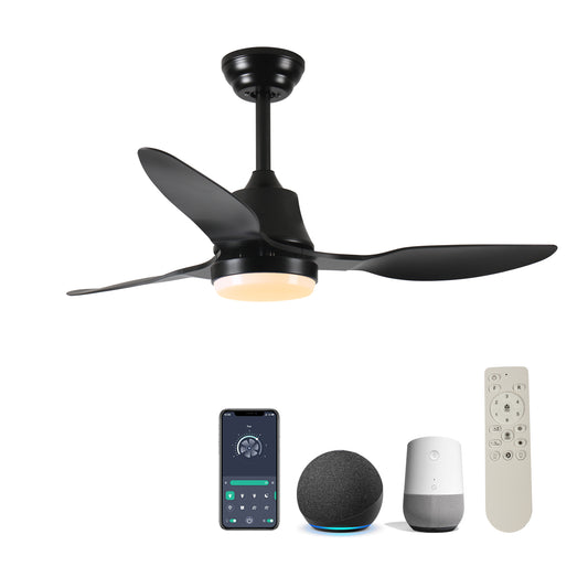 42" Smart Ceiling Fan with Lights Remote,Silent DC Motor,Voice Control via Alexa Google WIFI Phone,6-Speed,Outdoor Indoor Modern  Ceiling Fans for Living Room Bedroom Patio