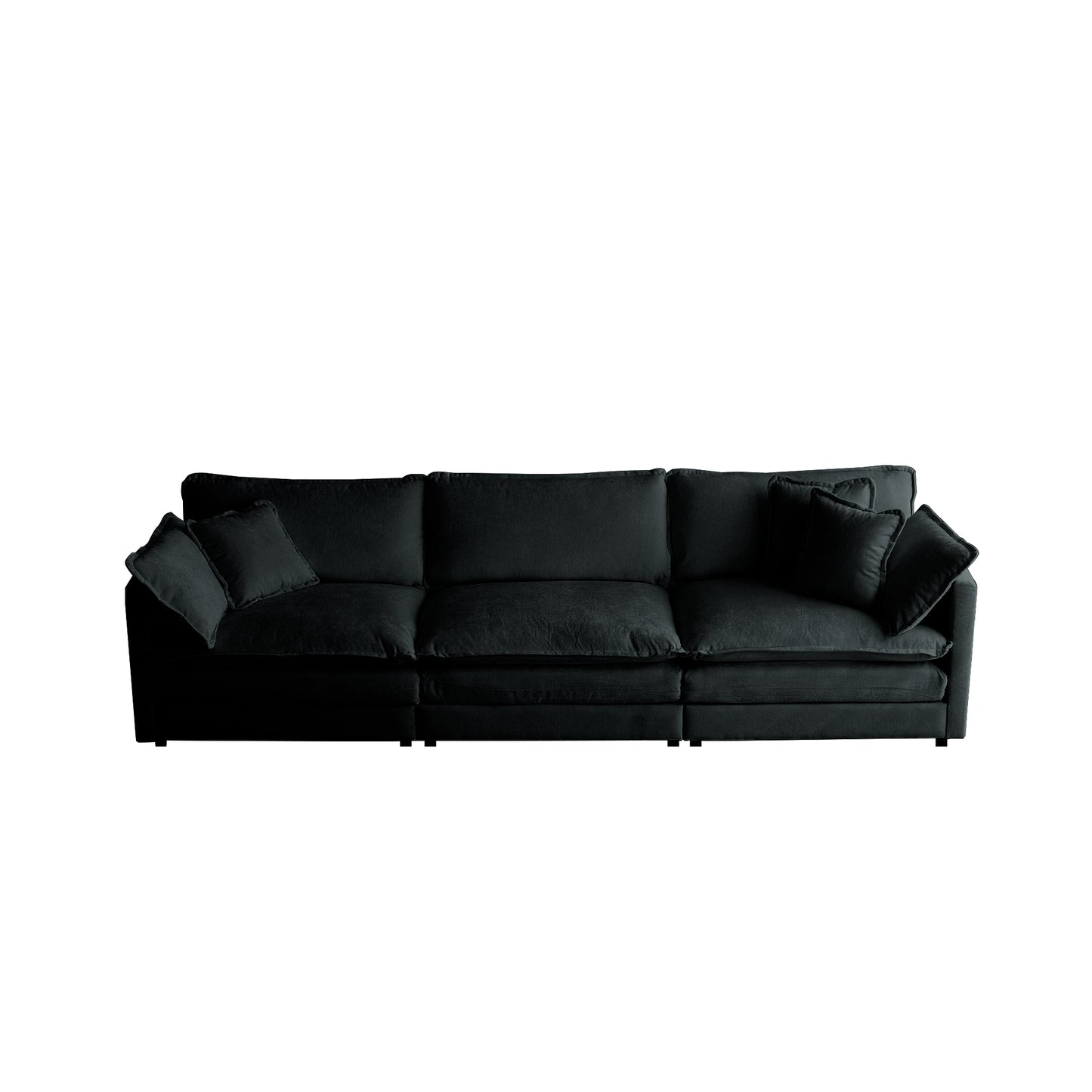 Modern Sofa Couch, 3 Piece Set Extra Deep Seat Sectional Sofa for Living Room, Oversized Sofa, 3 Seat Sofa, Loveseat and Single Sofa, Black Chenille