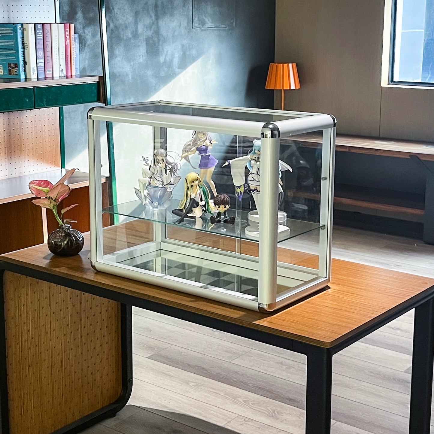 Tempered Glass Counter Top Display Showcase with Sliding Glass Door and Lock,Standard Aluminum Framing with Sliding Glass Door and Lock-display cabinet