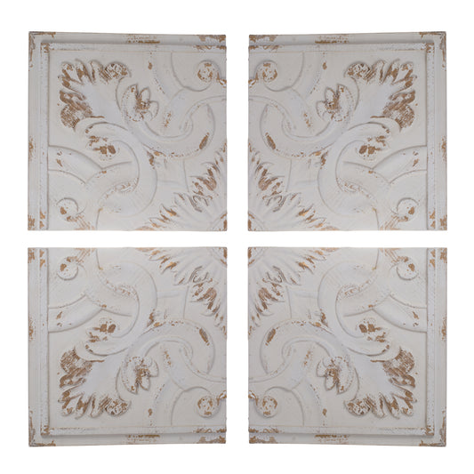 S/4 Distressed Wooden Square Wall Panels, 17.5x17.5'