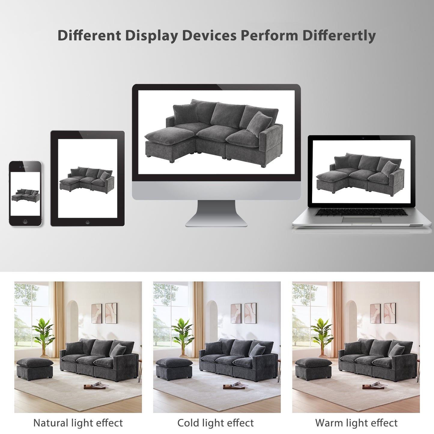 86*57" Modern Modular Sofa, 4 Seat Chenille Sectional Couch Set with 2 Pillows Included, Freely Combinable Indoor Funiture for Living Room, Apartment, Office, 2 Colors