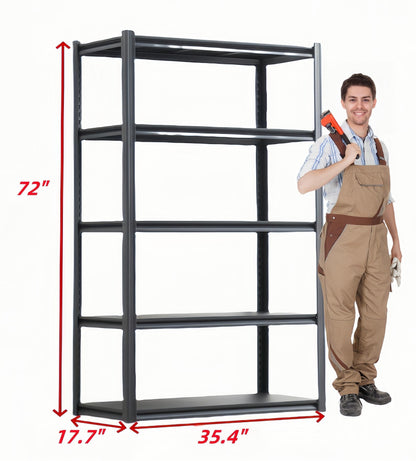 5 Tier Heavy Duty Metal Storage Shelves,Easy to Assemble,Adjustable,Storage Shelves for Basements, Garages and Kitchen, 72 "H*35.4 "W*17.7 "D