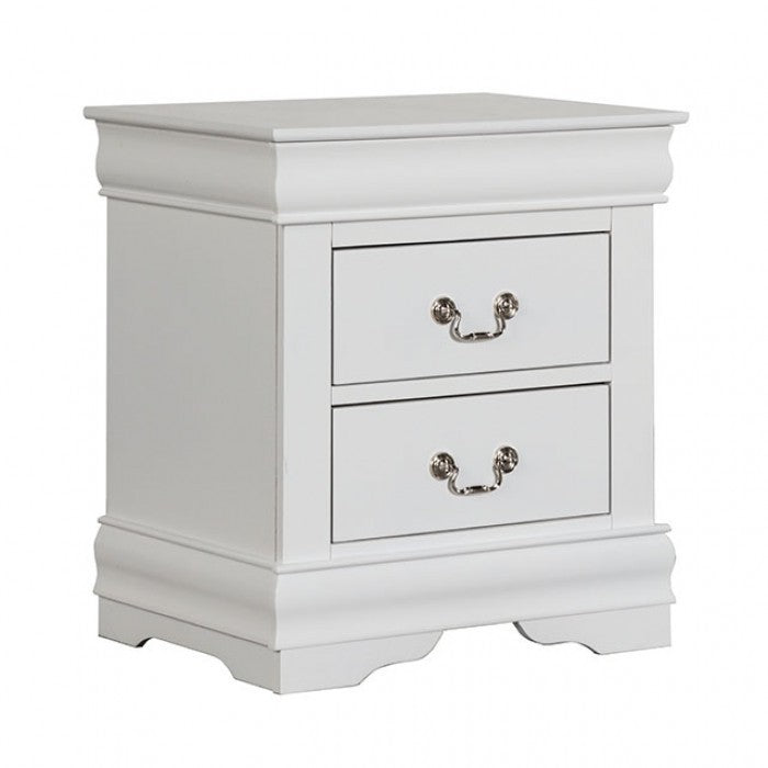 1pc Nightstand White Louis Philippe Solid wood English Dovetail Construction Antique Nickle Hanging Pulls
