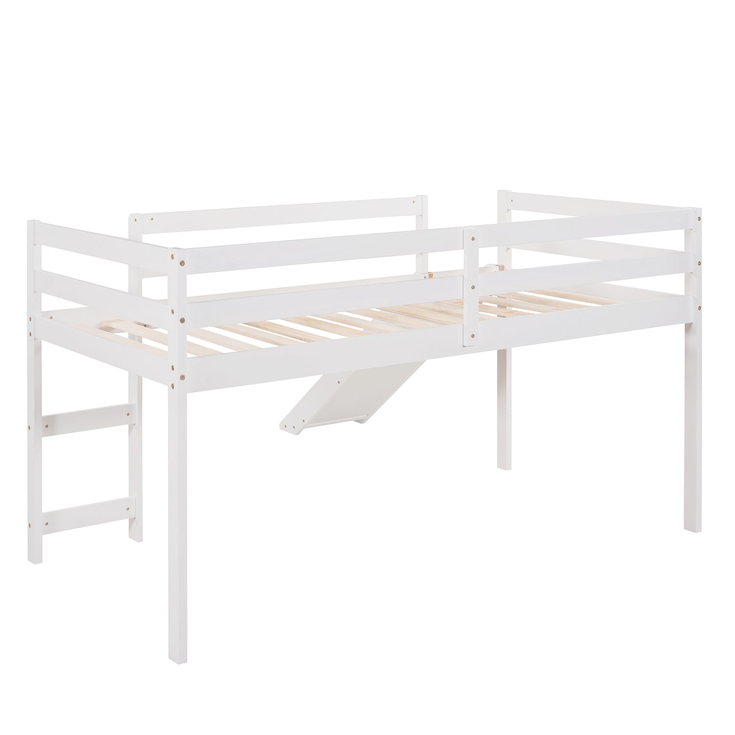 Loft Bed with Slide, Multifunctional Design, Twin (White)(OLD SKU: WF191904AAK)