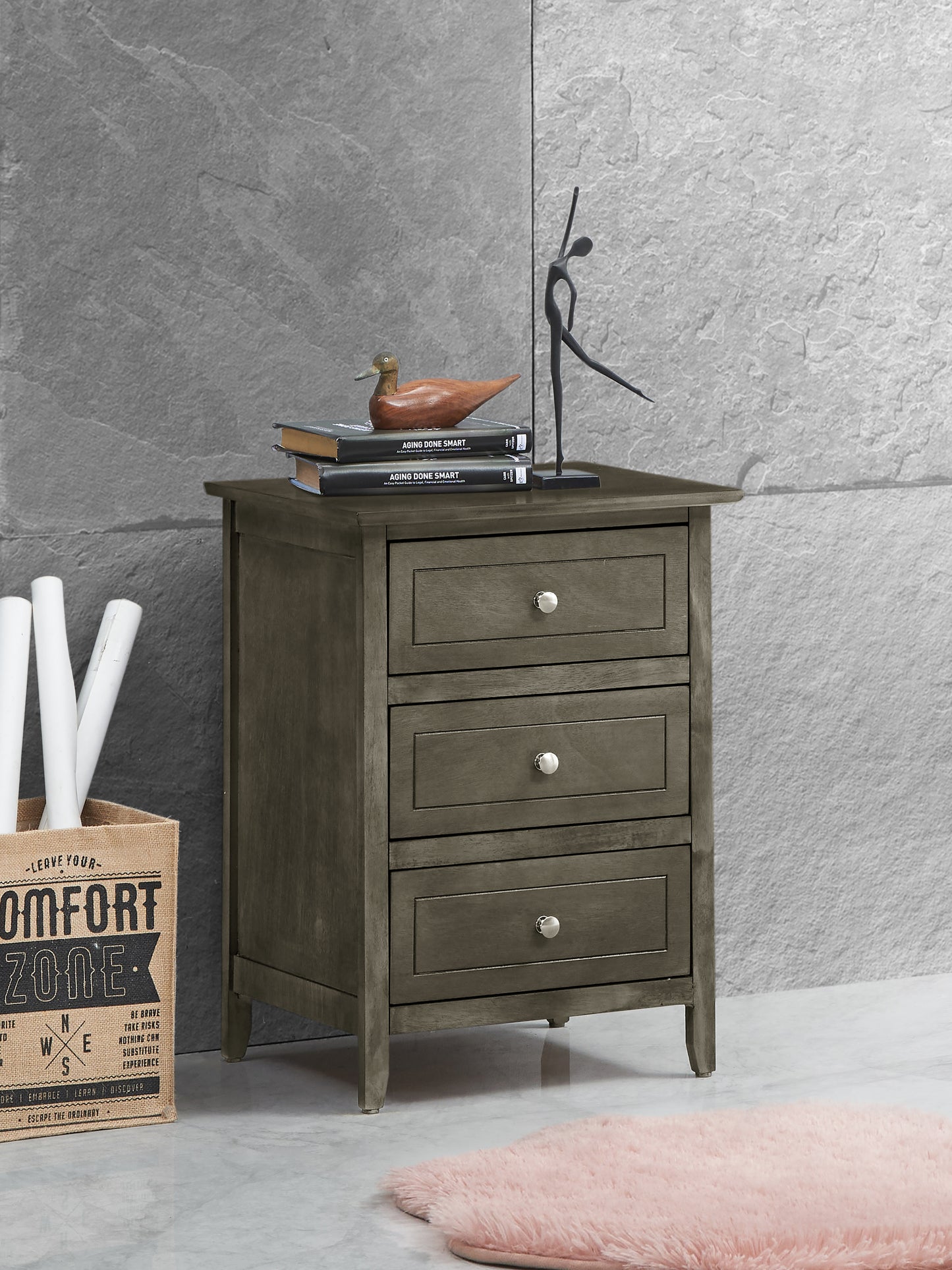 Sophisticated Gray Transitional Nightstand