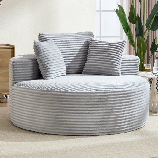 Round Sofa Bed with Memory Foam Sectional Couches for Living Room, Cloud Couch with three pillows, Grey