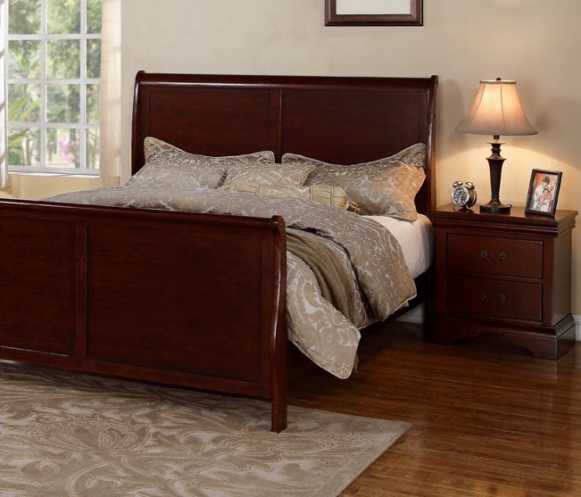 Contemporary Bedroom Furniture Nightstand Cherry Finish 2 x Drawers Bed Side Table Pine wood