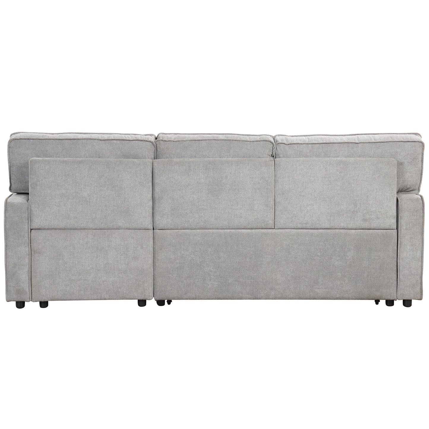 U_STYLE Upholstery Sleeper Sectional Sofa with Storage Space, USB port, 2 cup holders on Back Cushions(same sku; WY000335AAE)