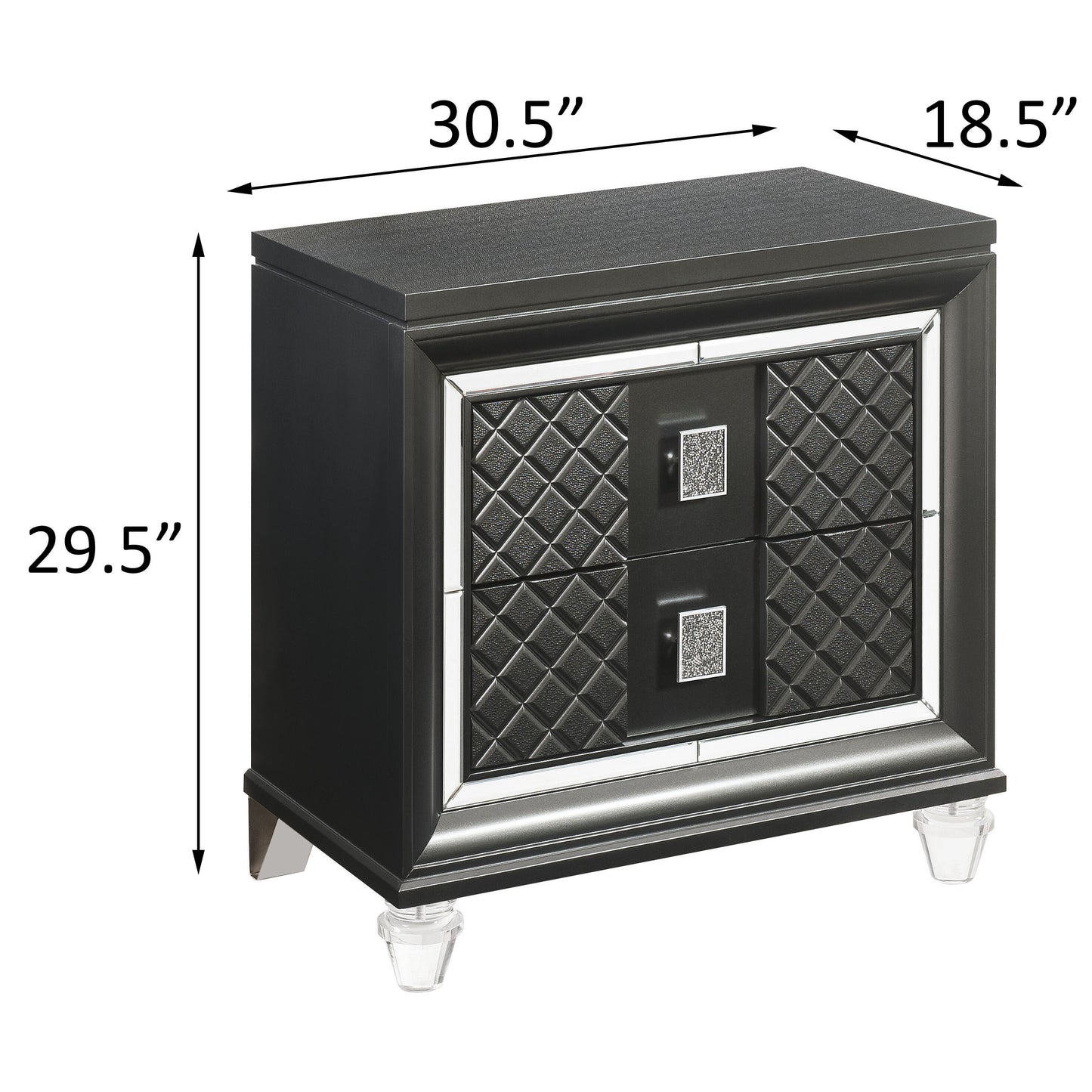 Metallic Grey 2-drawer Nightstand