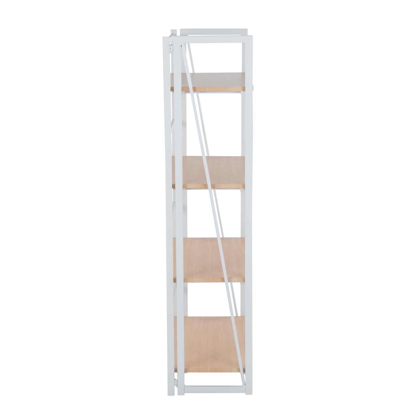 Dakota Contemporary Bookcase in White Painted Metal and Natural Wood by LumiSource