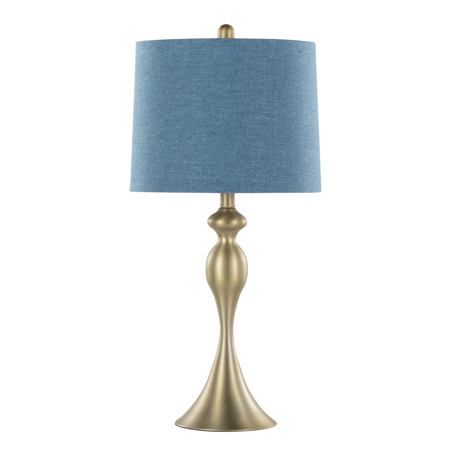 Ashland 27" Contemporary Metal Table Lamp in Gold Metal with Moroccan Blue Textured Slub Linen Shade from Grandview Gallery by LumiSource - Set of 2