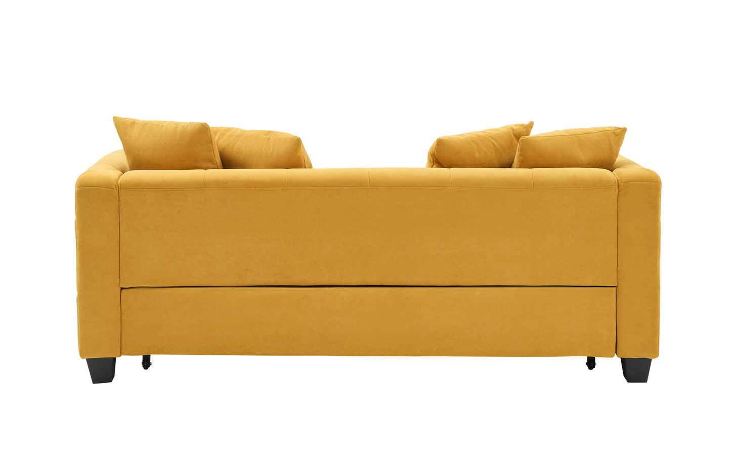 77.9-inch folding dual-purpose three-seater yellow flannel sofa that can be pulled out and turned into a bed, suitable for use in bedrooms and living rooms.