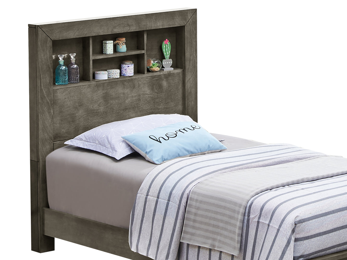 Tranquil Gray Transitional Bed For Comfort