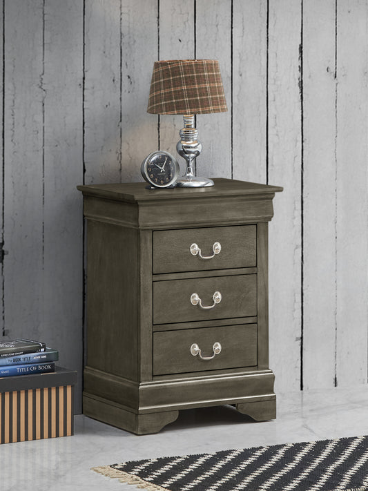 Charming Traditional Gray Nightstand