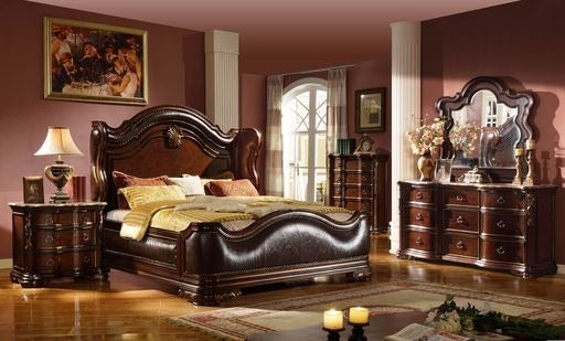 4 Pc King Bed in Dark Walnut