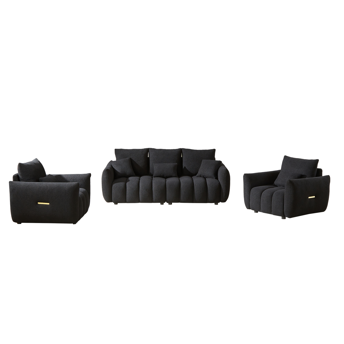 3 Seater + 1 Seater +1 Seater, Combo Sofa Modern Living Room Sofa, Teddy Sofa, Wooden Frame, 5 Cushions, Apartment Sofa Furniture