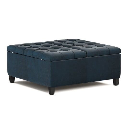 Harrison - Coffee Table Storage Ottoman - Distressed Dark Blue