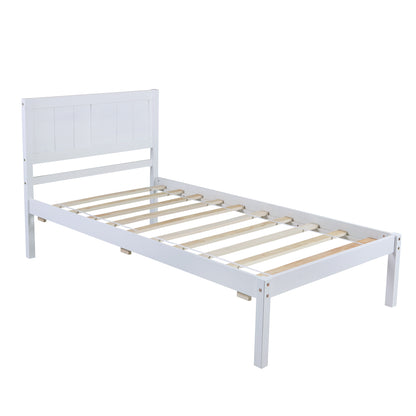 Wood Platform Bed Twin size Platform Bed with Headboard