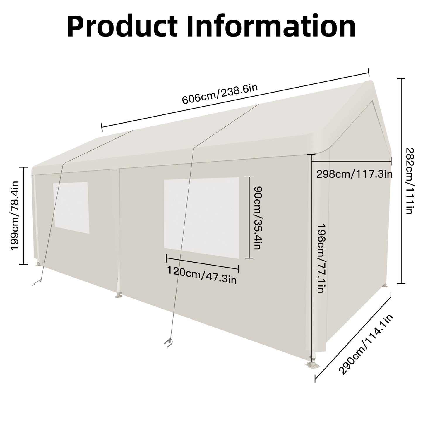 Carport, 10×20 Heavy Duty Portable Carport Garage Tent for Outdoor Storage Shelter white