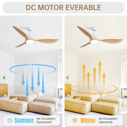 56 Inch Modern Ceiling Fans Dimmable LED Light Quiet DC Reversible Motor for Indoor & Outdoor