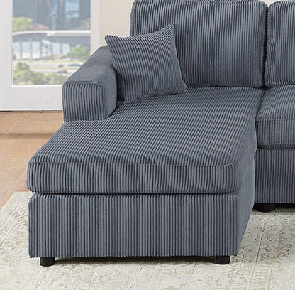 Stunning Modern Dark Gray 2pc Sectional Set Corduroy Couch LAF And RAF Chaise Armless Loveseat Living Room Furniture