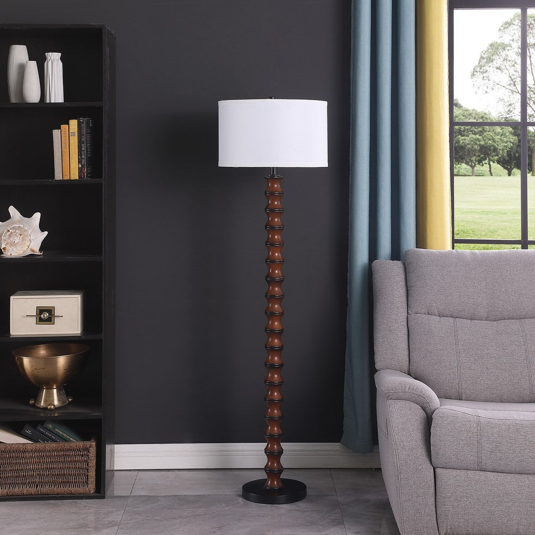 61" In Coastal Littoral Wood Insp Modern Floor Lamp