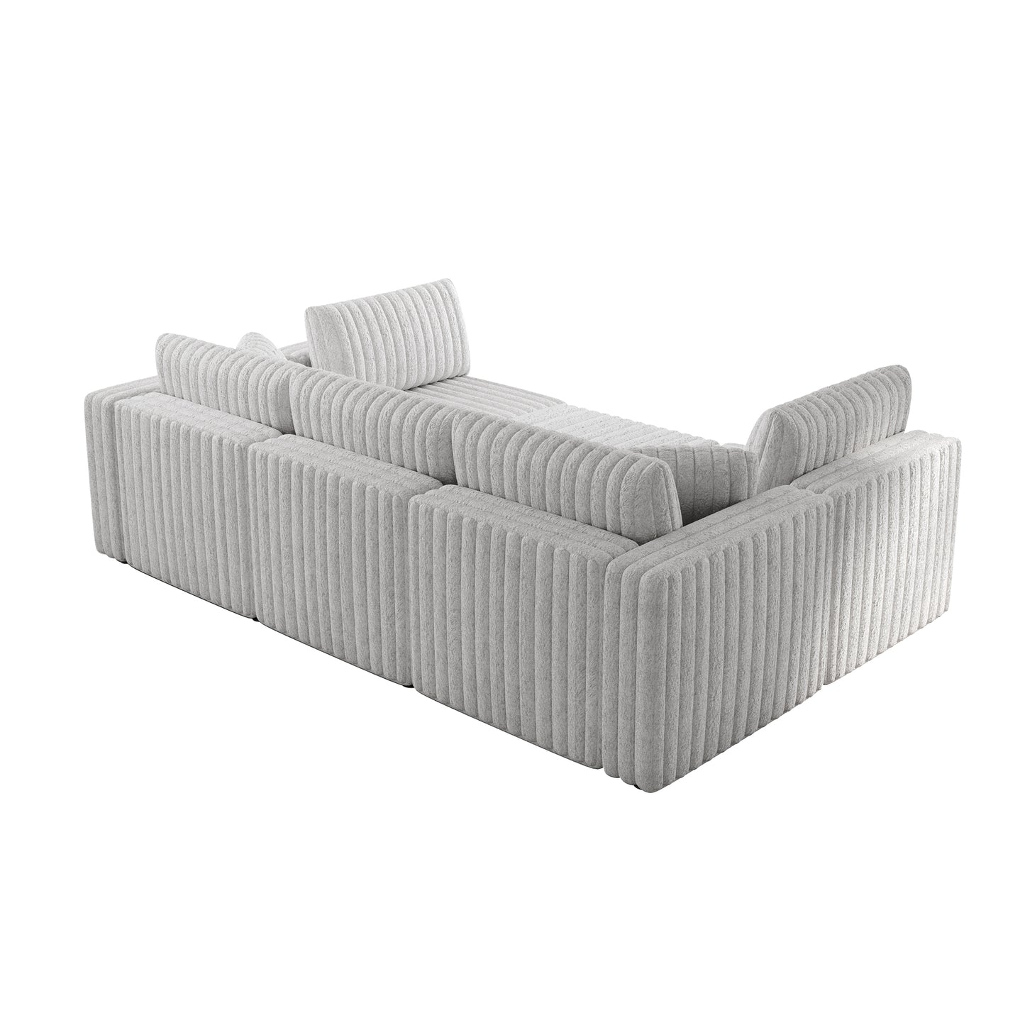 106.3" Soft  U-shaped 6-Person Sofa. Matches 30.7" Ottoman with Hydraulic Lift. Comfortable & Stylish. For Bedroom & Living Room. Light Gray. Modern Furniture. Modular Design.