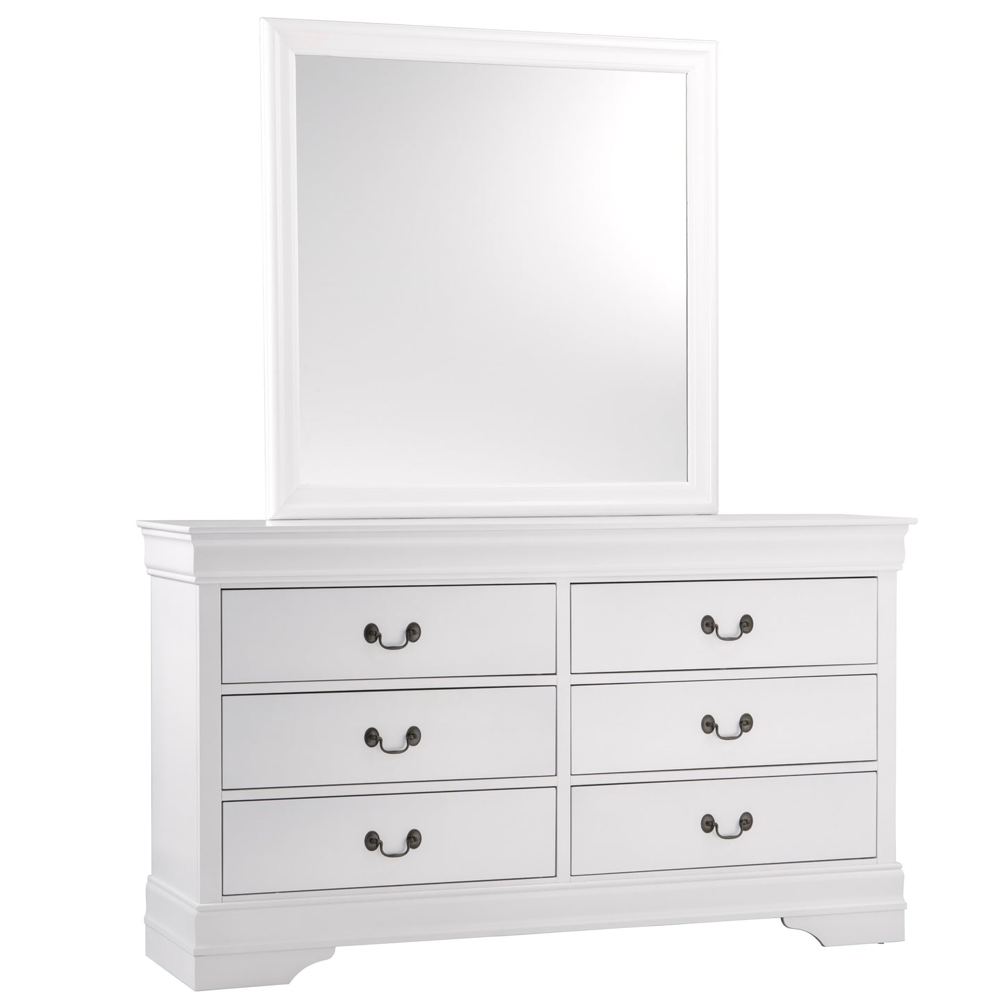 Traditional White Dresser Louis Phillippe Style Antique Drop Handles Classic Bedroom Furniture