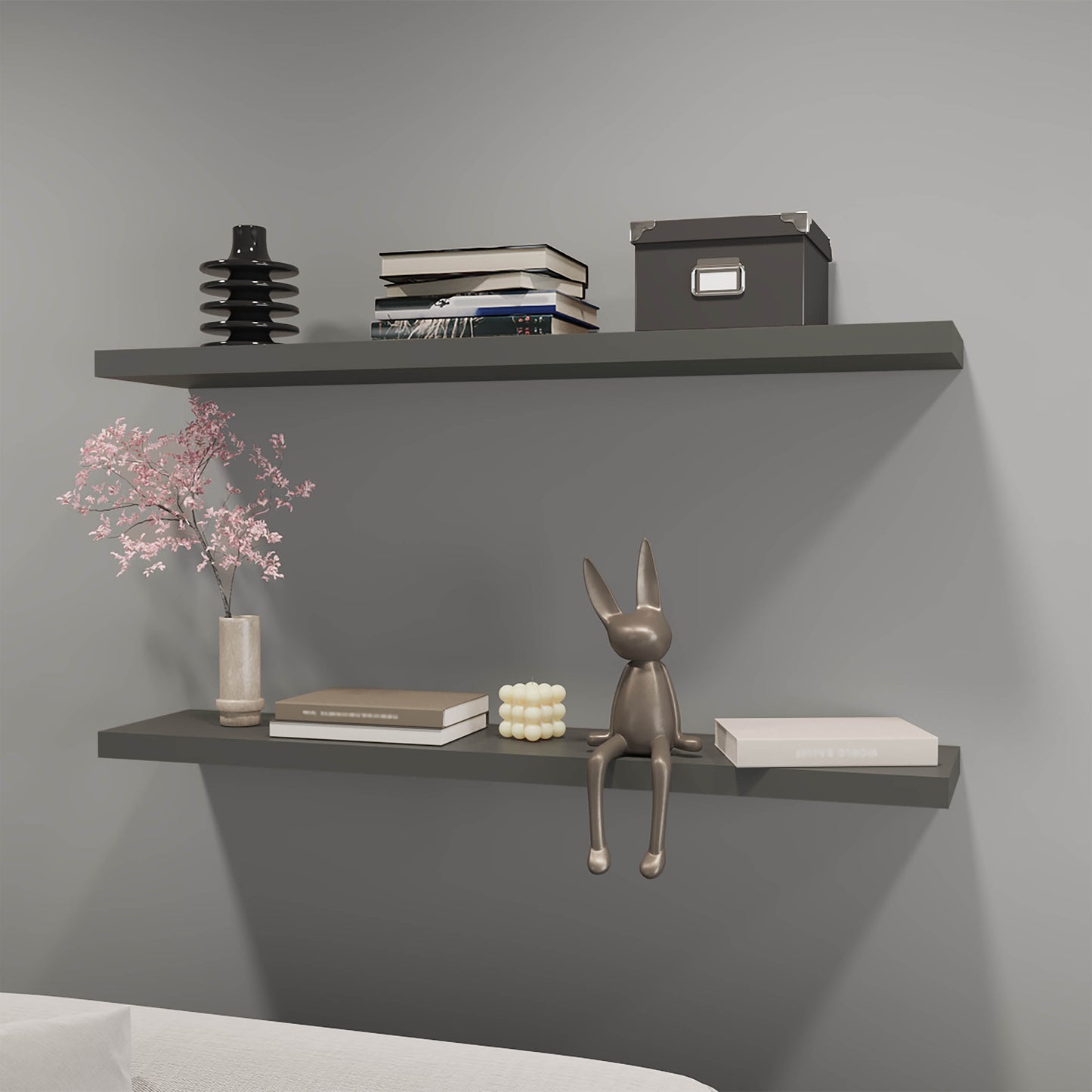 Greer Floating Shelf in Melamine x2, Grey
