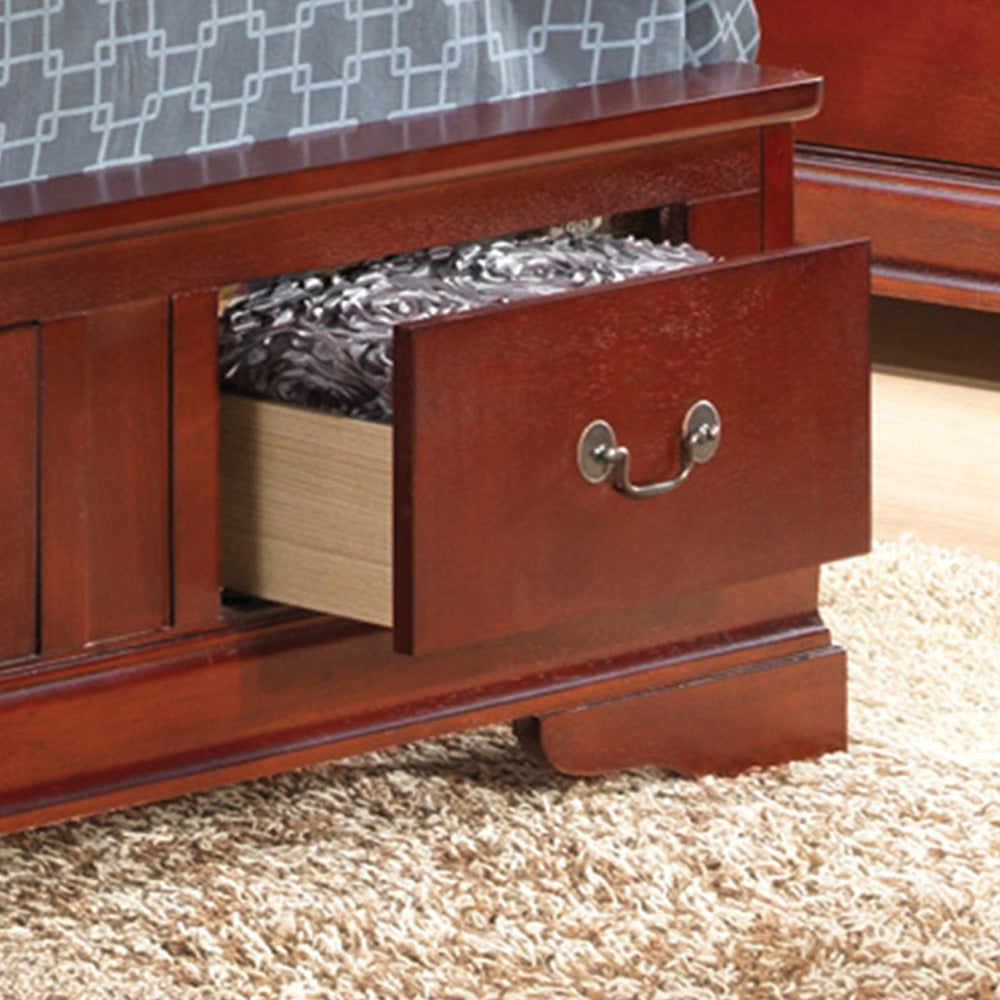 Elegant Cherry Wood Twin Storage Bed