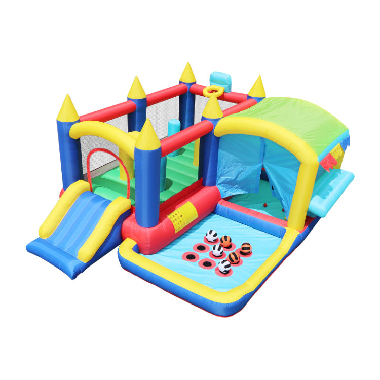 7 in 1 Inflatable Bounce House, Bouncy House with Ball Pit for Kids Indoor Outdoor Party Family Fun, Obstacles, Toddler Jump Bouncy Castle with Ball Pit for Birthday Party Gifts