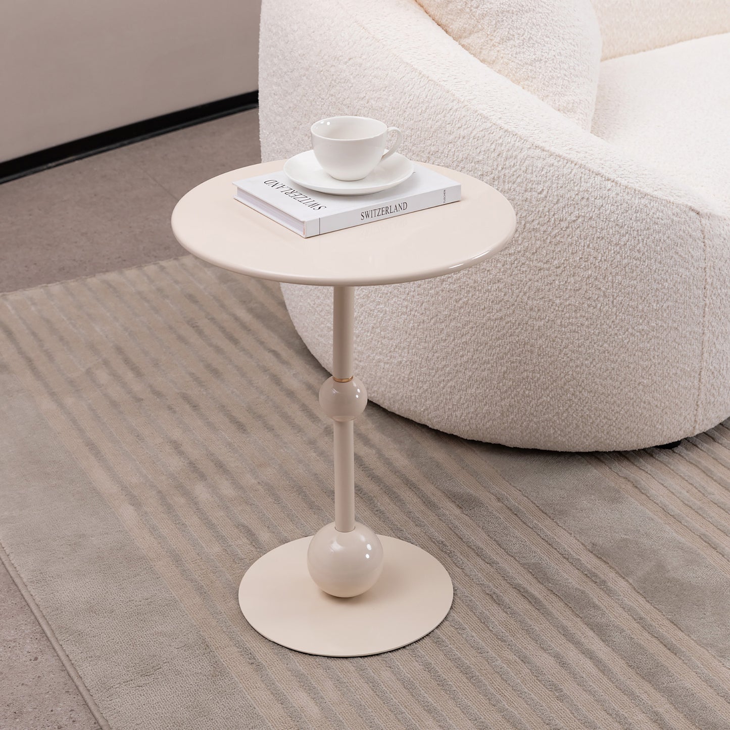 Vintage Metal Coffee Table End Table, Round Side Table for Sofa Bedside Nightstand, Accent Table Decorative Small Space Living Room Bedroom