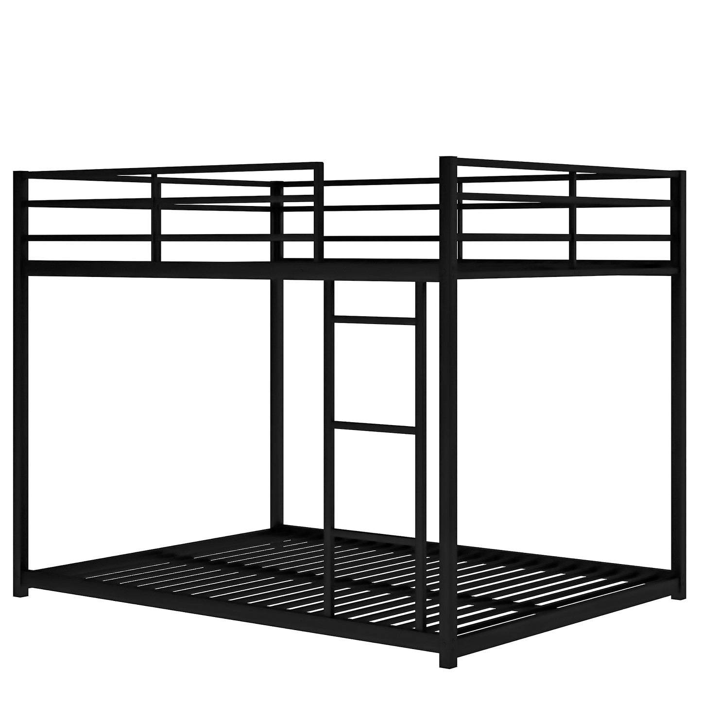 Full Over Full Metal Bunk Bed with Ladder, Black Steel Frame, 77.1''L x 55.9''W x 53.7''H