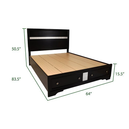 Traditional style King Size Storage Bed made with Wood in Black