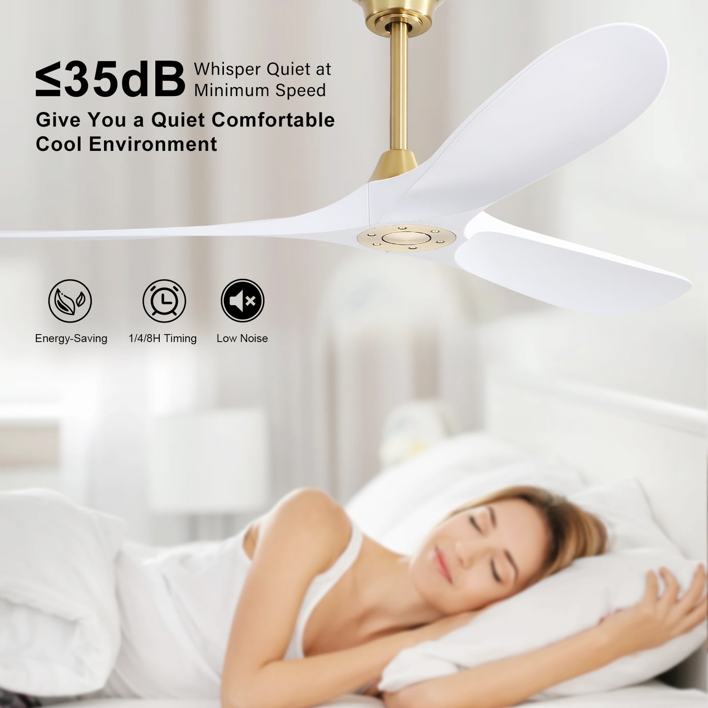 60 Inch Indoor Modern ABS Smart Ceiling Fan With 6 Speed Remote Control Reversible DC Motor For Bedroom