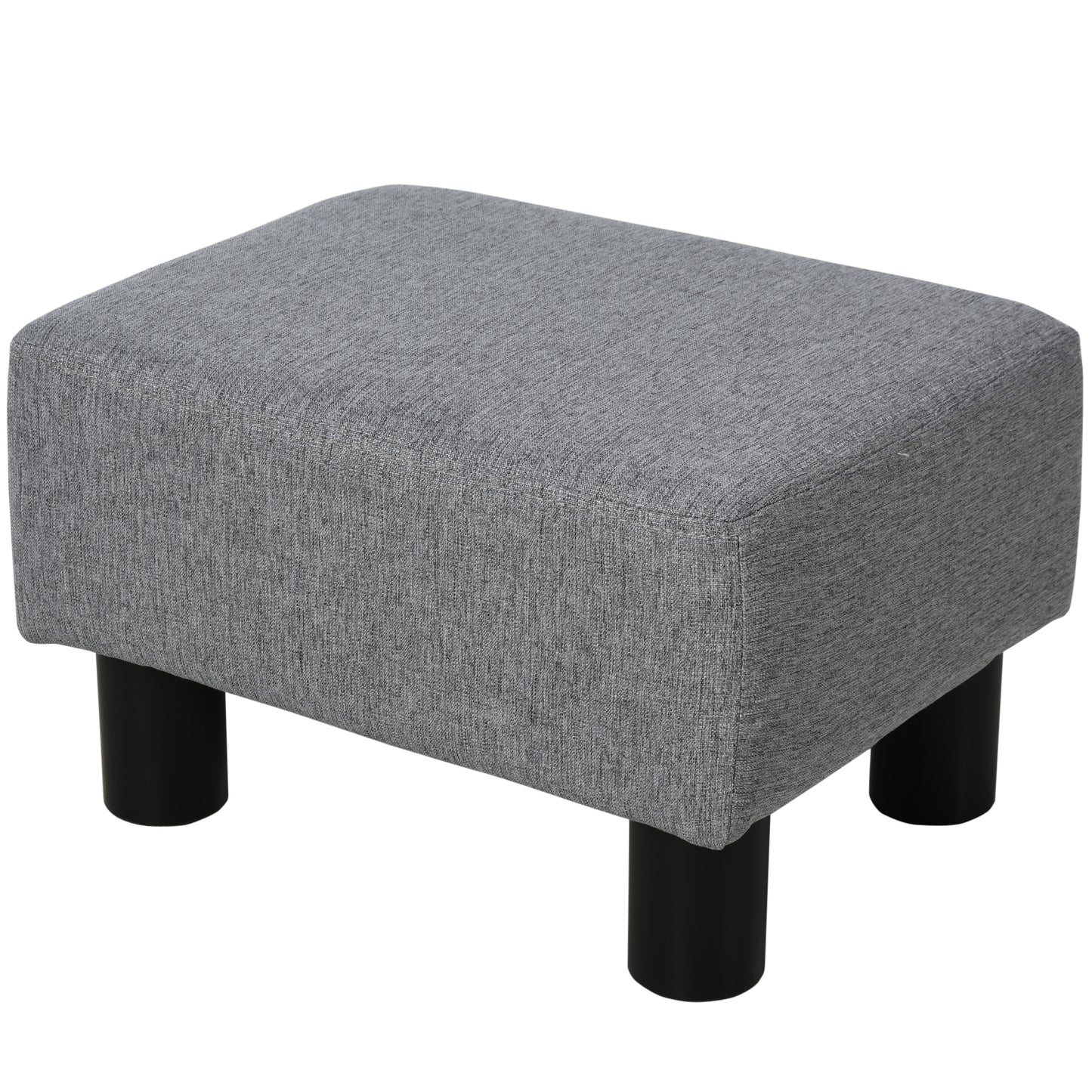Ottoman Foot Rest, Small Foot Stool with Linen Fabric Upholstery and Plastic Legs, Cube Ottoman for Living Room, Gray
